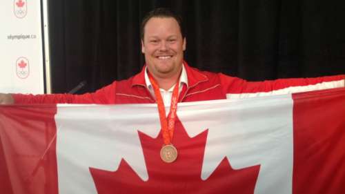 Dylan Armstrong Receives Bronze Medal from Beijing Olympics