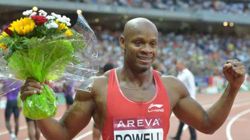 Powell after winning 100m (9.81SB) in Diamond League Paris 
