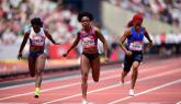  Thompson wins 100m in London in Training Shoes